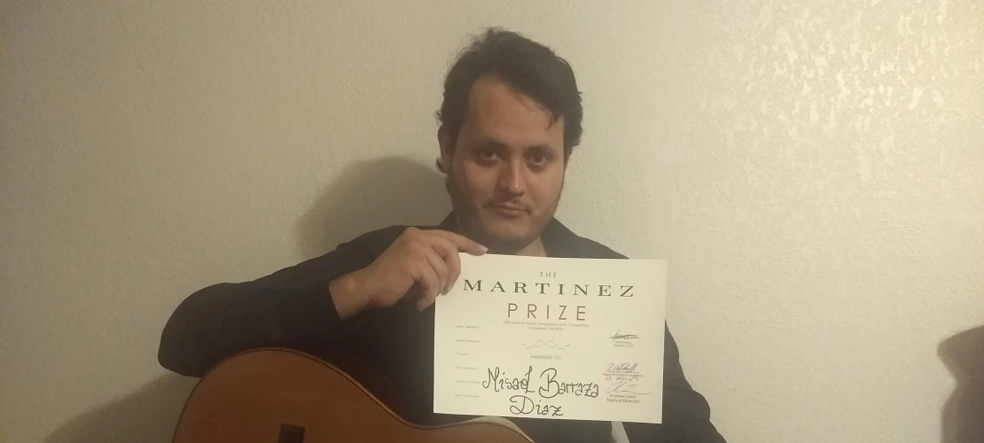 Congratulations to Misael Barraza-Diaz for taking first place in the 20t​h​ Annual Guitar Symposium and Competition in Columbus, GA!